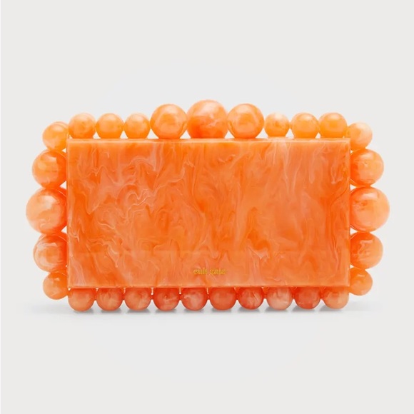 cult gaia Handbags - Cult Gaia Eos Beaded Acrylic Clutch Bag in Papaya